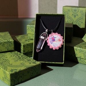 Elegant Pink Pendant & Charm Necklace